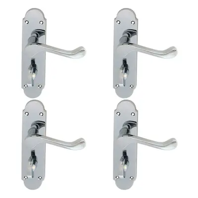 4x PAIR Victorian Upturned Lever on Bathroom Backplate x 42mm Chrome