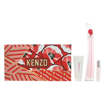 Kenzo Flower Poppy Bouquet Piece Gift Set: Eau de Parfum 100ml - Eau de Parfum 10ml - Body Lotio