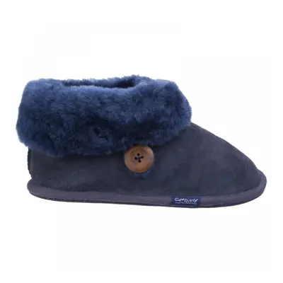 (7 (Adults'), Dark Blue) Wotton Dark Blue Womens Warm-Lined Bootie Slippers