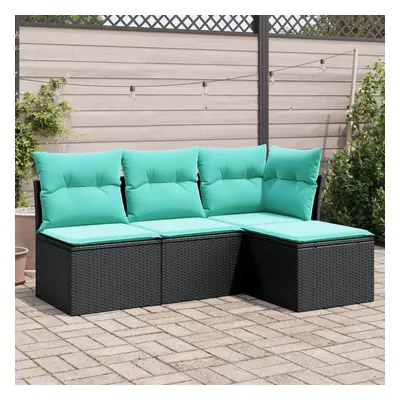 vidaXL Piece Patio Sofa Set with Cushions Black Poly Rattan