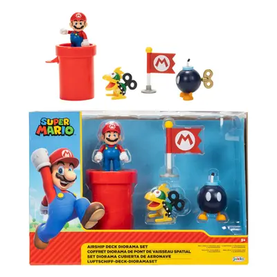 Super Mario 2.5"" Action Figures Bowser's Airship Deck Diorama Playset