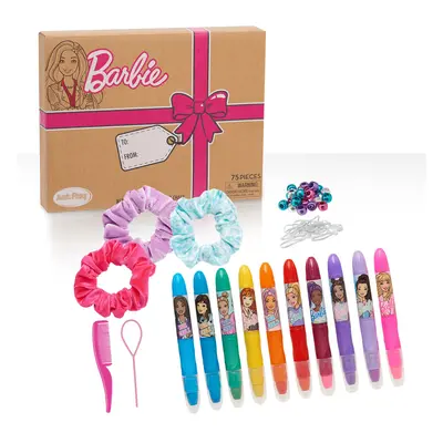 Barbie Deluxe Hair Chalk Salon Set 75-Piece Hair Accessories Set for Girls Includes Scrunchies H