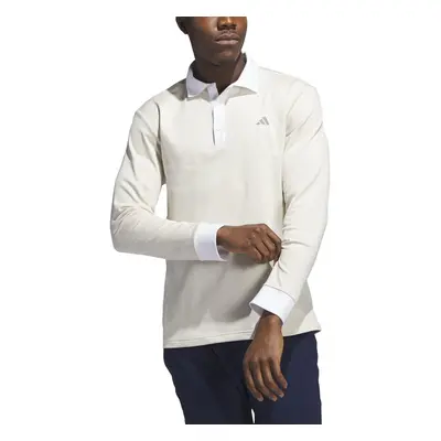 adidas Men's Essentials Long Sleeve Polo Shirt White Melange Small