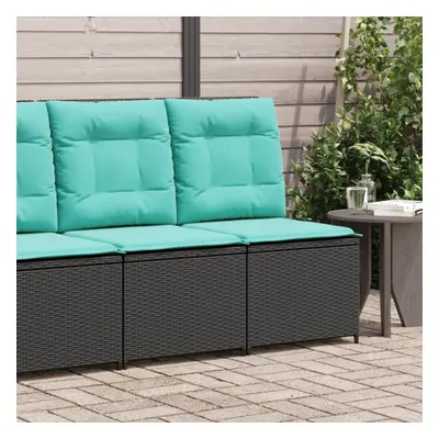 vidaXL Reclining Patio Sofa with Cushions Black Poly Rattan