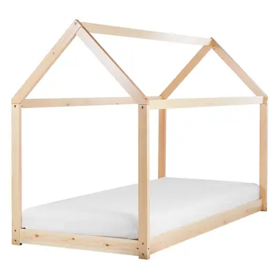 Wooden Kids House Bed EU Single Size Light TOSSE