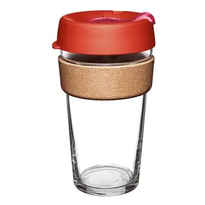 Reusable Tempered Glass Coffee Cup | Travel Mug with Splash Proof Lid, Brew Cork Band, Lightweig