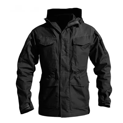 (Black, M) M65 Tactical Waterproof Windbreaker Hiking Camping Jackets Outdoor Hoodie Sports Coat