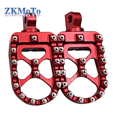 (Red) Golden MX Offroad Foot Pegs Motorcycle Wide Fat Footrests Bobber Chopper For Harley Dyna F