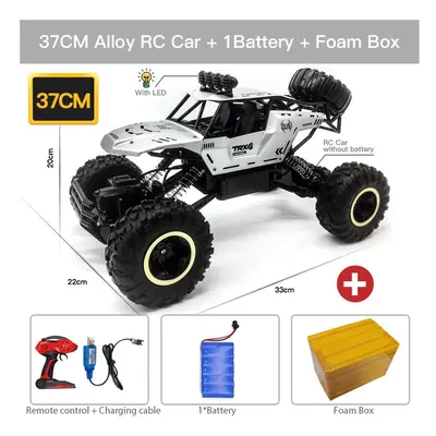 (37CM Silver 1B Alloy) ZWN 1:12 / 1:16 4WD Remote Control Car With Led Lights 2.4G Radio RC Cars