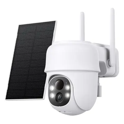 (1-Pack) 2K CCTV Camera Systems House Security, Solar Battery Powered, PIR Detection, Color Nigh