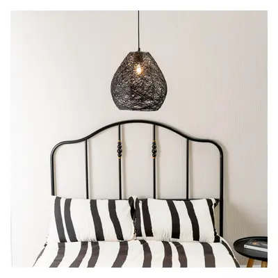 Hopper Handmade Black Paper Rope Easy Fit Pendant Light Shade