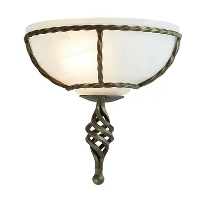 Wall Light Twisted Iron Frame Glass Shade Black Gold LED E27 60W