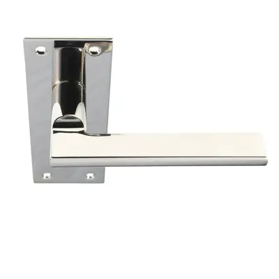 PAIR Straight Bar Handle on Slim Lock Backplate x 50mm Polished Nickel