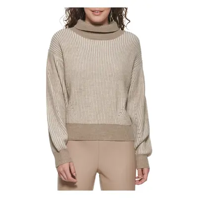 DKNY Women's Bubble Sleeve Warm Cozy Sportswear Sweater Mushroom/Ivor