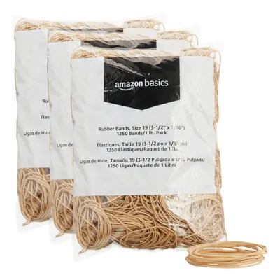 Amazon Basics Rubber Bands Size (3-1/2 x 1/16 Inch) Bands/1 lb. Pack 3-Pack Tan