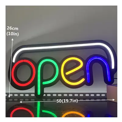 (OPEN 50x26cm) LED Store Bar Cafe Open Welcome Sign 22x14 Inches Matt Black Base with