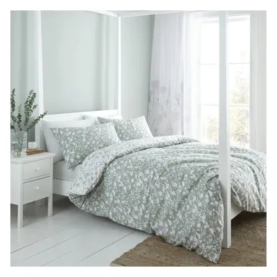 (Green, Double) Catherine Lansfield Floral Birds Duvet Cover Set Green Kingsize Bedding Set