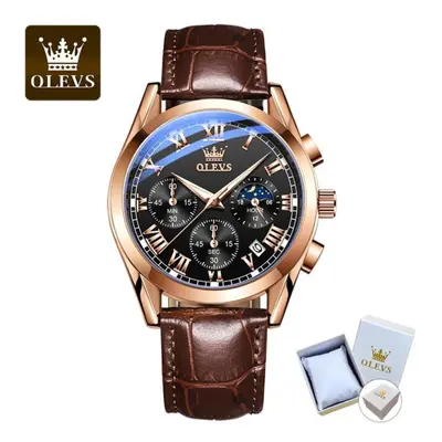 (Brown) Olevs Waterproof Luminous Quartz Watch