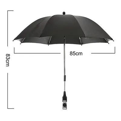 (85cm-Black) Outdoor Stroller Folding Umbrella Uv Protection Sun Protection And Rain Protection 