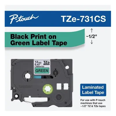 Brother TZE-731CS Laminated Label Tape for P-Touch Label Maker, Black on Green