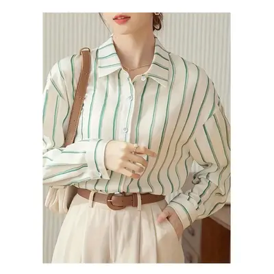 (B25SLTH24991308, L) Fashion Luxury Women's Shirts French Texture Printing Women's Shirts Spring