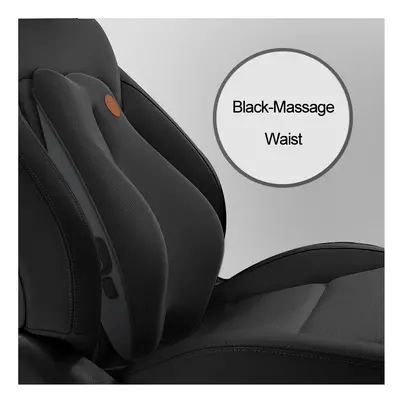 (Waist-Black) Massage Neck Support Pillow Car Seat Back Support Headrest Pillow Simulation