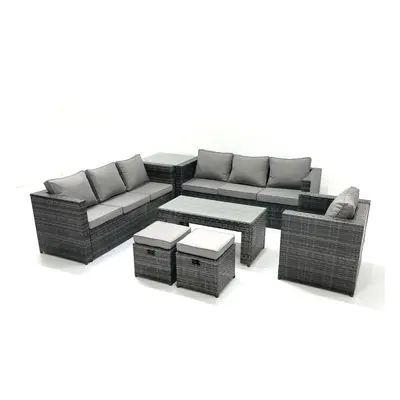 Fimous Rattan Garden Furniture Set Outdoor Seater Patio Conversation Sets with Glass Top Coffee 