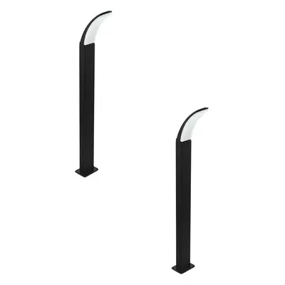 2 PACK IP44 Outdoor Bollard Light Black Aluminium 11W Built in LED Lamp Post