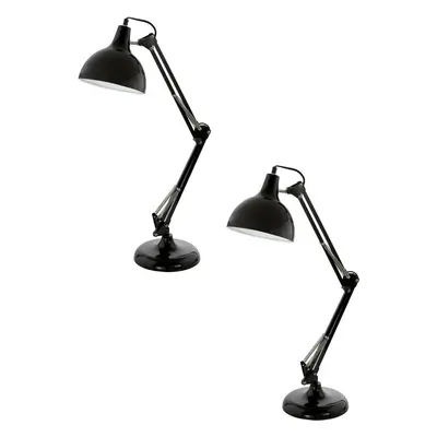 2 PACK Table Desk Lamp Black Flexible In Line Switch In Ine Switch E27 1x40W