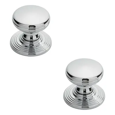 2x Smooth Ringed Cupboard Door Knob 28mm Dia Polished Chrome Cabinet Handle