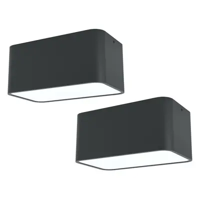 2 PACK Wall / Ceiling Light Black Square Accent Downlight 2x 28W E27 Bulb