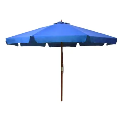 vidaXL Garden Parasol with Wooden Pole Sunshade Outdoor Umbrella Canopy Azure