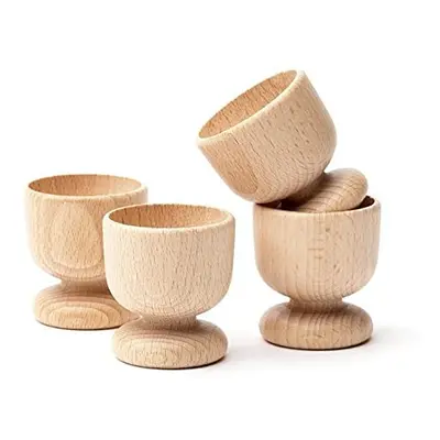 Wooden World x Wooden Egg Cups Set of Egg Holder Made of Natural Beech Wood Craft Art Easter Acc