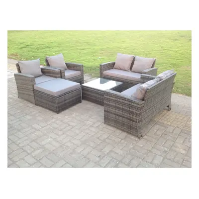 Fimous High Back Rattan Sofa Set Outdoor Furniture Seater Love Sofa