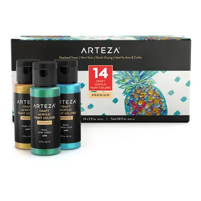 Arteza Pearlescent Acrylic Paint Set of fl oz Bottles Quick-Drying Pearl Craft Paint Art Supplie