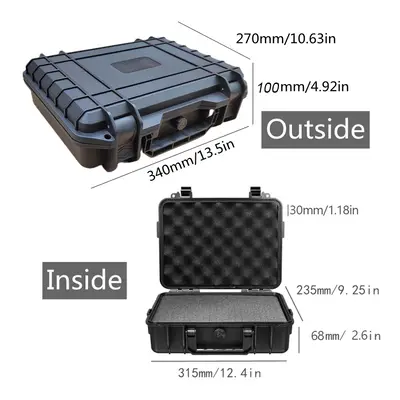 (340x270x100mm) Waterproof Hard Carry Case Bag Tool Box with Sponge Storage Box Safety Protector