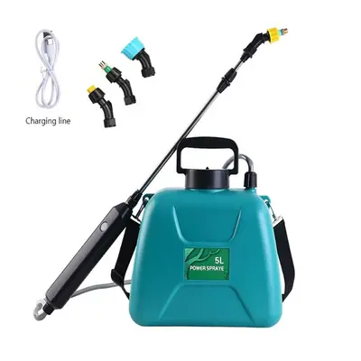 (Green) Electric Sprayer 5L Watering Can With Spray Gun Automatic Garden Plant Mister USB Rechar