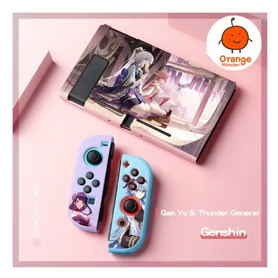 (Pink) Soft Protective Cover For NS Switch/oled Genshin Anime Characters TPU Material Anti-slide