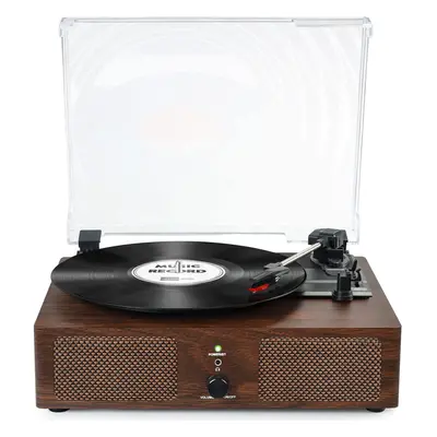 (Coffee) Vinyl Player Record Player with Built-in Speakers, Bluetooth Turntable Belt-Driven