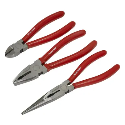 3 Piece Pliers Set - Combination / Long Nose / Side Cutters - Serrated Jaws