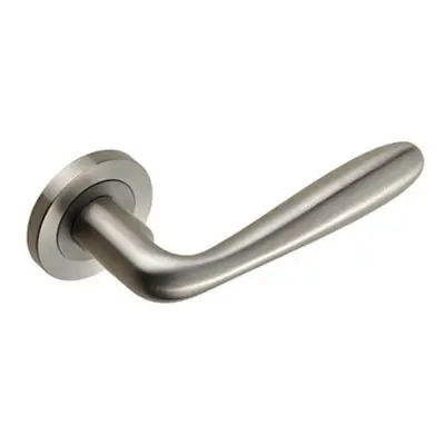 PAIR Smooth Rounded Bar Handle on Round Rose Concealed Fix Satin Steel