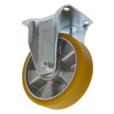 160mm Fixed Plate Castor Wheel - 50mm Tread - Non-Marking Aluminium & PU Plastic