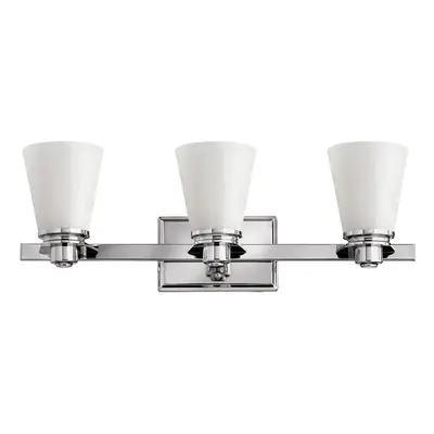 IP44 Bulb Wall Light Opaque Glass Shades on Polished Chrome Bar LED G9 3.5W