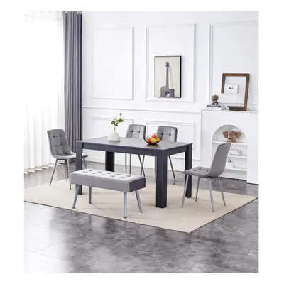 Dining Table and Chairs With Bench Dark Grey Table Grey Velvet Chairs Wood Table Dining Set Furn