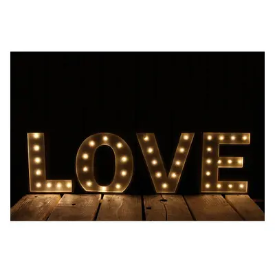 Large Vintage Style 24cm Carnival Led Light Up Marquee Letters - Love - Cream