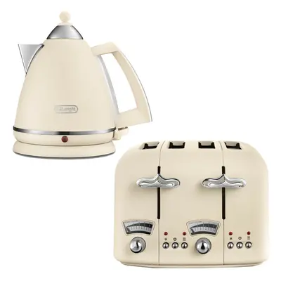 Delonghi Argento 1.7L Kettle & Slice Toaster Set, Beige