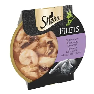 Sheba Fillets Cat Food Tray with Chicken, Shrimp and Ocean Fish in Gravy 2x16x60g