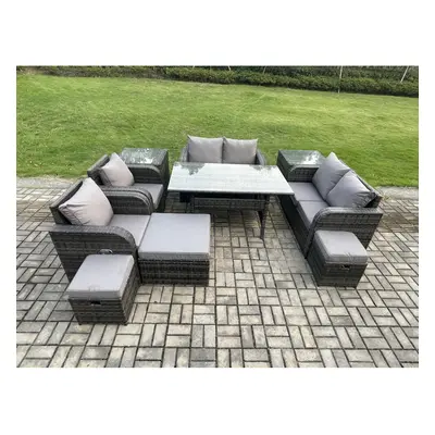 Fimous Outdoor Rattan Garden Furniture piece Grey Patio Furniture Set Seater Lounge Sofa Set wit