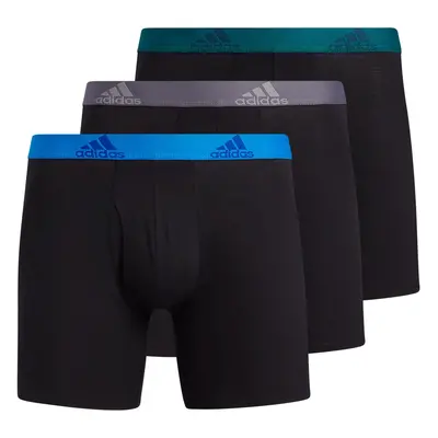 adidas Men's Stretch Cotton Boxer Brief Underwear (3-Pack) Black/Blue