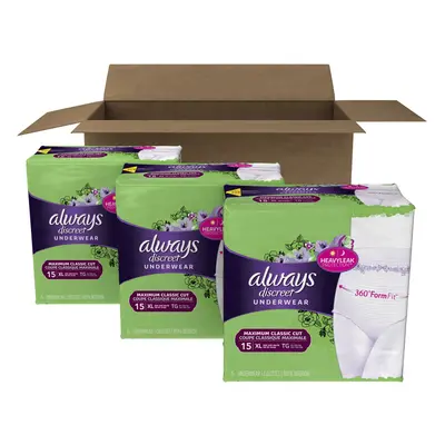 Always Discreet Incontinence & Postpartum Underwear for Women, Disposable, Maximum Absorbency, E